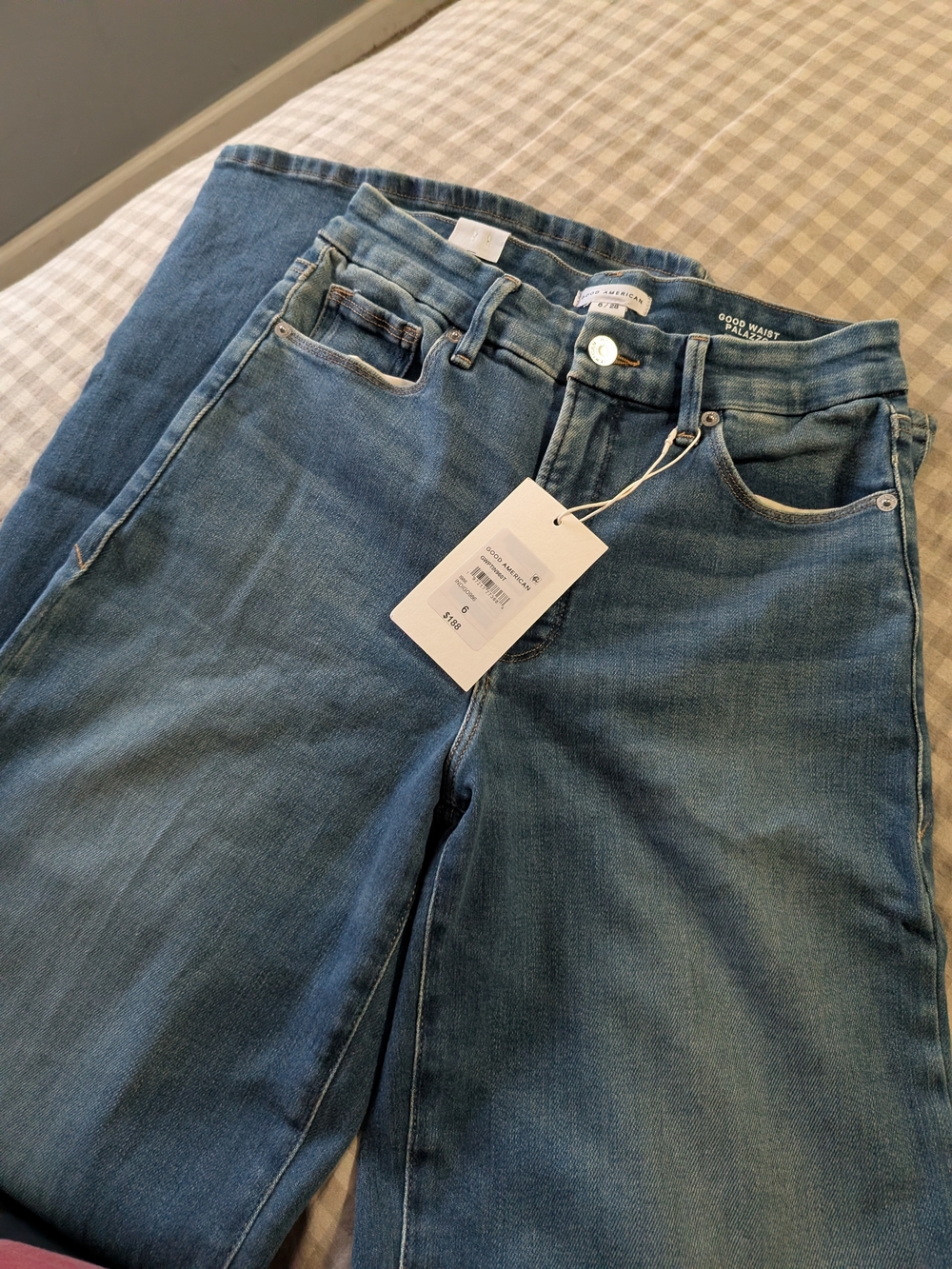Good American Washed Blue Wide-Leg High-Rise Jeans - Picture 2 of 5